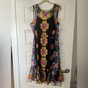 ModCloth mesh floral dress with liner 1X never worn super cute!